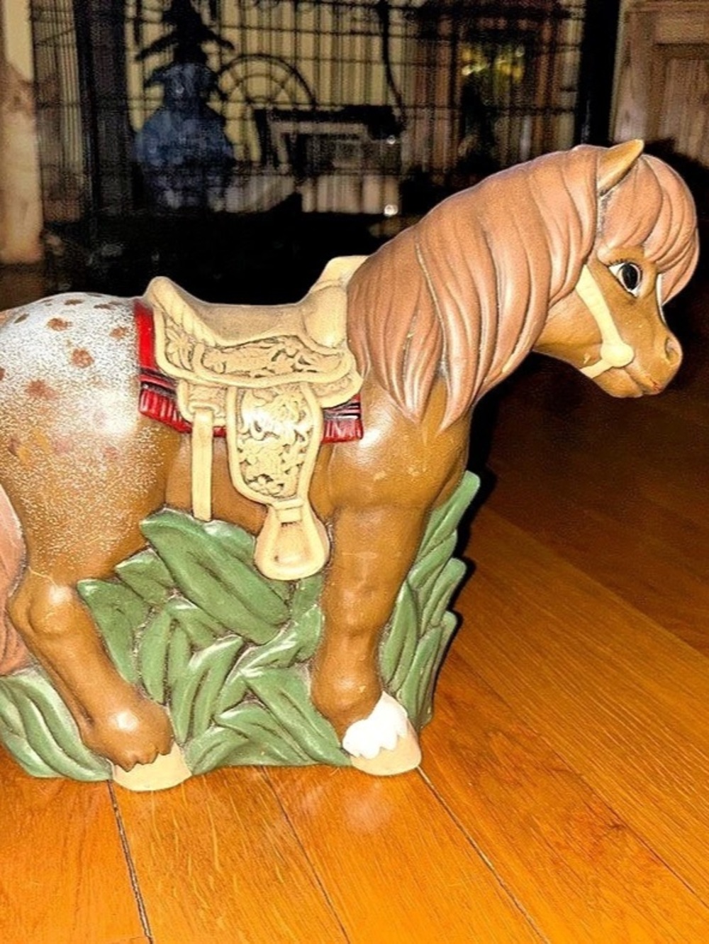 Vintage 1970s Hand-Painted Ceramic Pony w/ Western Saddle